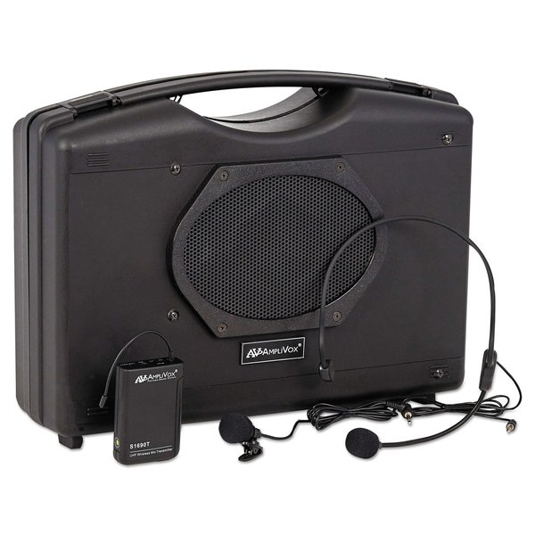 Amplivox Sound Systems Bluetooth Audio Portable Buddy with Wireless Handsfree Mic, 50W, Black SW222A